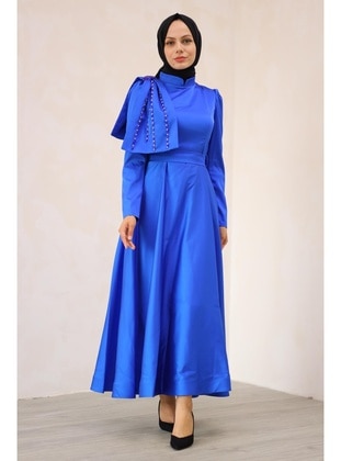 sax blue - Modest Evening Dress - Meqlife