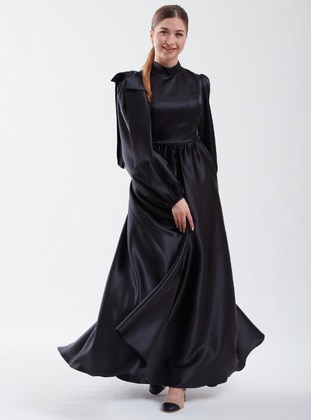 Princess Hijab Evening Dress Black