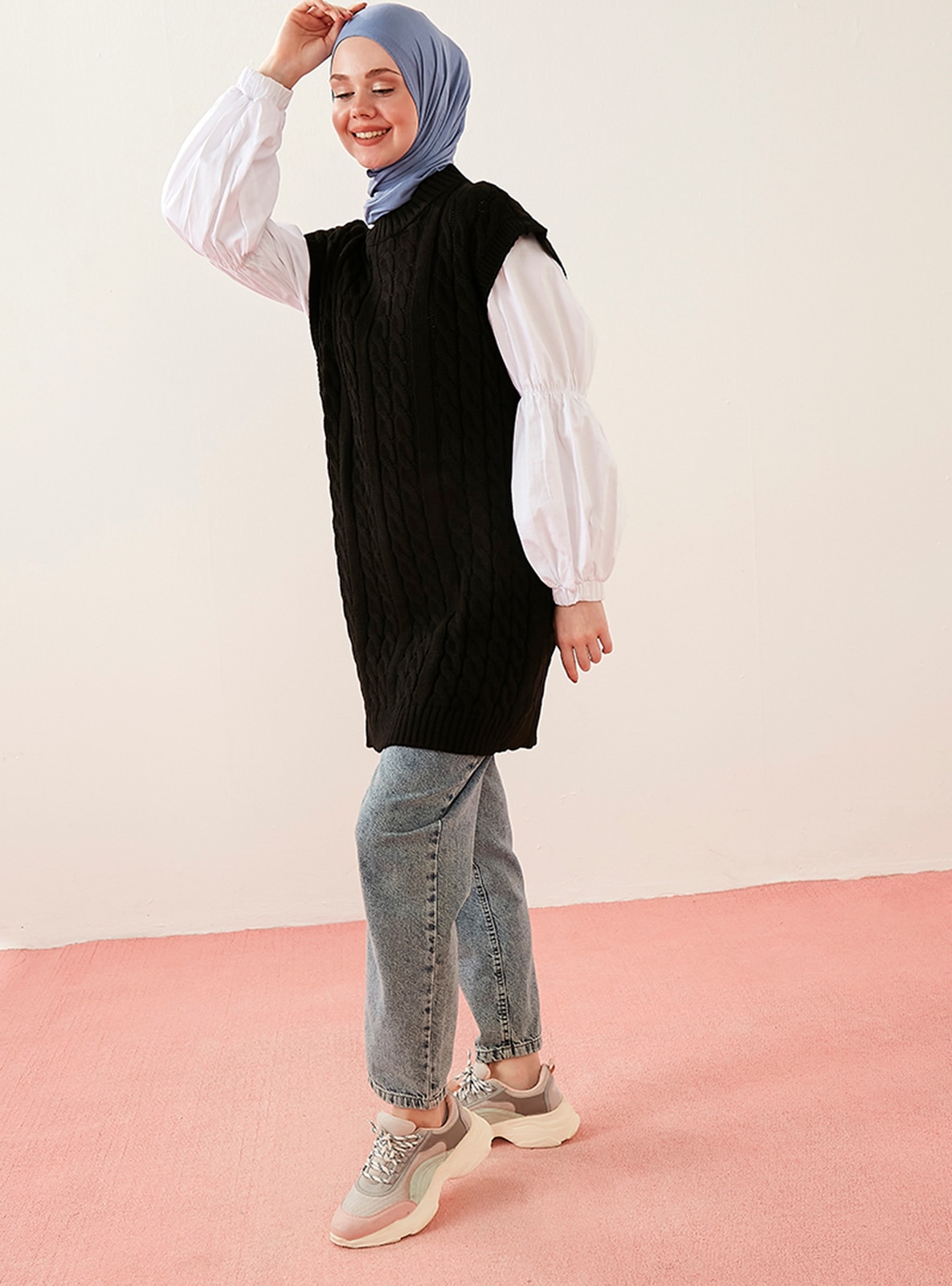 TALBAUD - Pull noir tricot réversible devant/dos