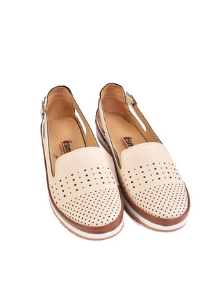 D026 Orthopedic Perforated Mother Shoes Beige Taba