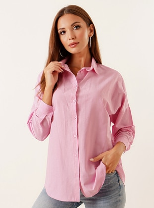 Oversized Long Basic Tunic Pink