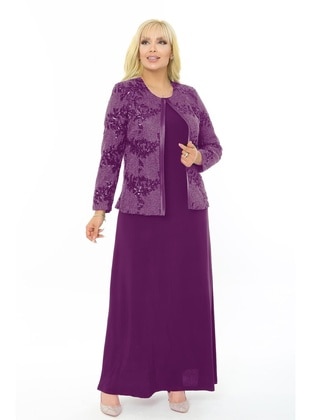 Plus Size Jacket&Dress Co-Ord Purple