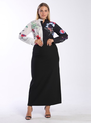 Black - Unlined - Plus Size Skirt - Haki Tekstil