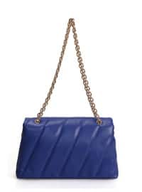  Chain Strap Patterned Women's Hand And Shoulder Bag Sax Blue