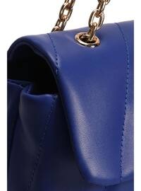  Chain Strap Patterned Women's Hand And Shoulder Bag Sax Blue