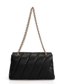  Chain Strap Patterned Women's Hand And Shoulder Bag Black
