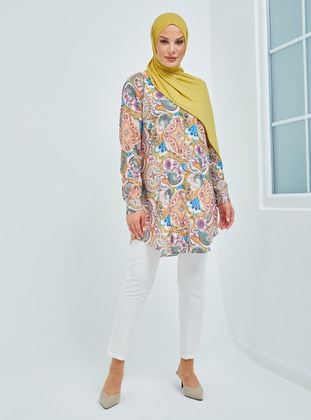 Patterned Hijab Tunic Mustard