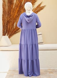 Hooded Modest Dress Magenta