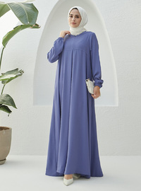 Lilac - Crew neck - Unlined - Modest Dress