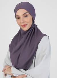 Crepe Belt Detailed Turban Lila Instant Scarf