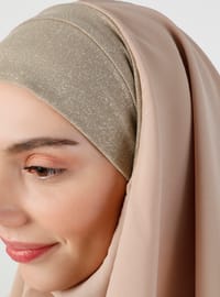Silvery Crepe Shawl Beige Instant Scarf