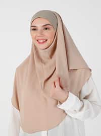 Silvery Crepe Shawl Beige Instant Scarf