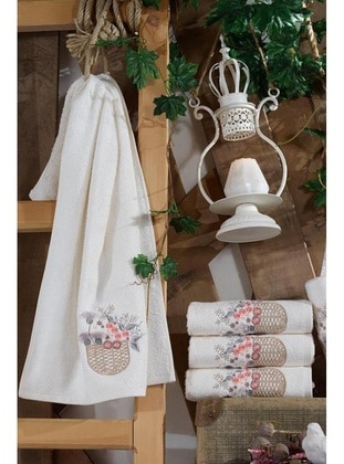 3D Embroidered Gulsah Wedding Bamboo Towel Cream-Beige