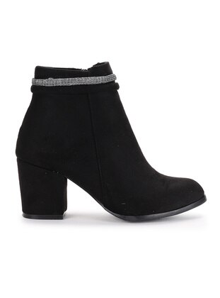 Ayakland 513 Suede Zippered 6 Cm Heel Stone Women's Boots Shoes Black