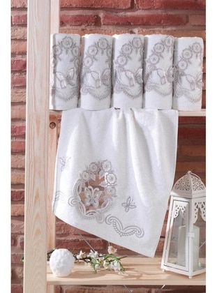 French Guipure Butterfly Wedding Bamboo Towel Cream