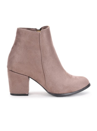 517 Suede Zipper 6 Cm Heel Women's Boots Shoes Mink