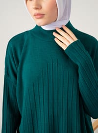 Knitwear Set Emerald With Cuffs İn The Center Of The Chest And Pants