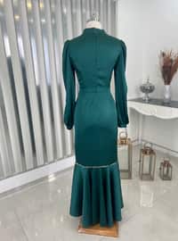 Emerald - Unlined - Crew neck - Modest Evening Dress