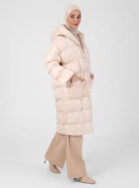 Cream - Fully Lined - Button Collar - Puffer Jackets
