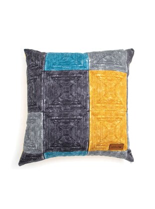 Blue - Throw Pillow Covers - Gold Cotton