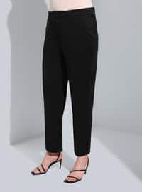 Büyük Beden Beli Lastikli Pantolon - Siyah