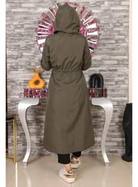 Summer Detailed Hooded Coat Khaki