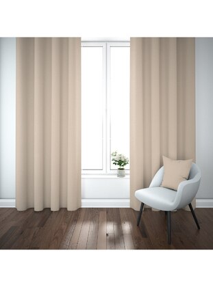 Beige Honeycomb Velvet Textured Flat Tailored Background Curtain