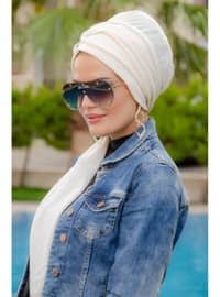 Buckled Hijab Scarf Undercap Ecru Instant Scarf