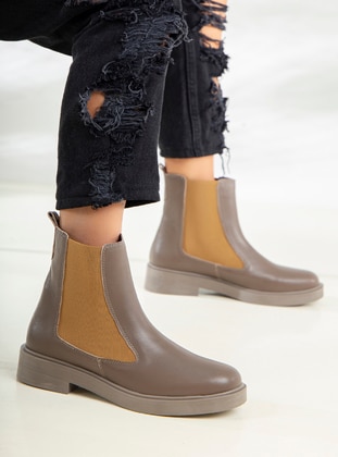 Mink - Boot - Faux Leather - Boots - Ayakkabı Havuzu