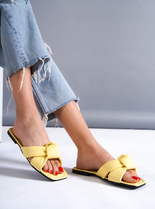 Sandal - Yellow - Home Shoes - Ayakkabı Havuzu
