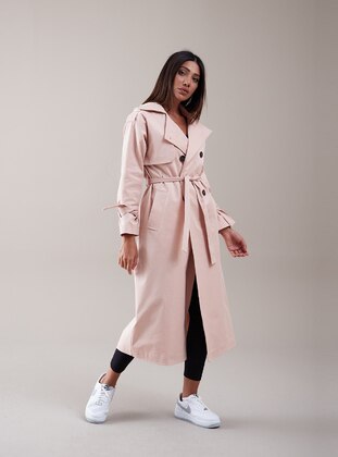 Salmon - Fully Lined - Shawl Collar - Trench Coat - SAHRA AFRA