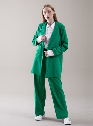 Green - Fully Lined - Shawl Collar - Suit - SAHRA AFRA