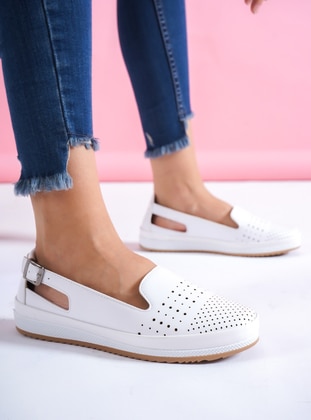 Casual - White - Faux Leather - Casual Shoes - Ayakkabı Havuzu