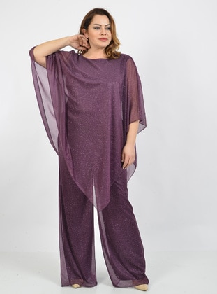  - Fully Lined - Crew neck - Plus Size Jumpsuits - LILASXXL