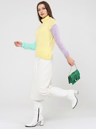 Lilac - Mint - Yellow - Crew neck - Knit Sweaters - Nare