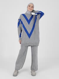 Tunic&Pants Knitwear Co-Ord Set Gray