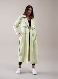 Yellow - Fully Lined - Shawl Collar - Trench Coat