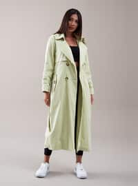 Yellow - Fully Lined - Shawl Collar - Trench Coat