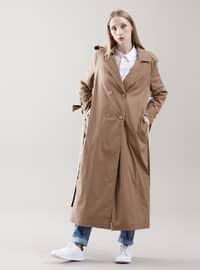 Tan - Fully Lined - Shawl Collar - Trench Coat