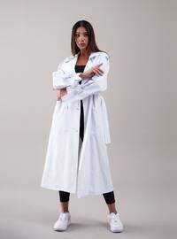 White - Fully Lined - Shawl Collar - Trench Coat