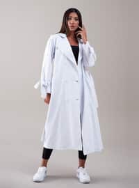 White - Fully Lined - Shawl Collar - Trench Coat