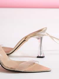 Gold - High Heel - Faux Leather - Heels