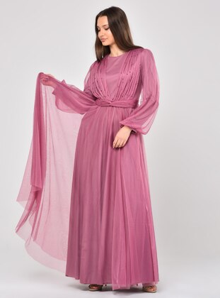 Dusty Rose - Fully Lined - Crew neck - Modest Evening Dress - Asee`s