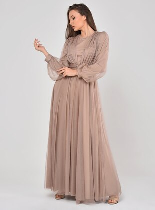 Mink - Fully Lined - Crew neck - Modest Evening Dress - Asee`s