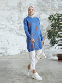 Blau Strick Tunika