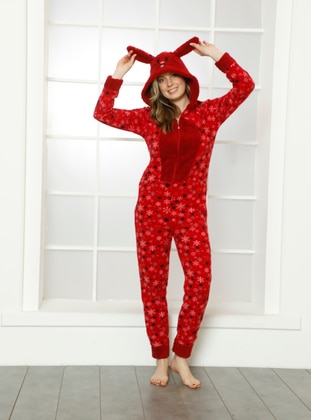 Red - Multi - Pyjama Set - AKBENİZ