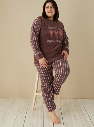 Plus Size Fleece Pajama Set Purple