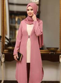 Nergis Two Piece Hijab Evening Dresses Rose