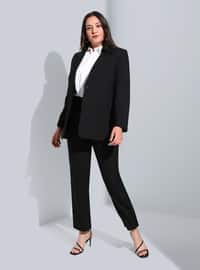 Black - Double-Breasted - Fully Lined - Plus Size Suit