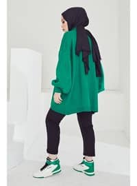 Sara Zippered Sweater Tunic Emerald Green